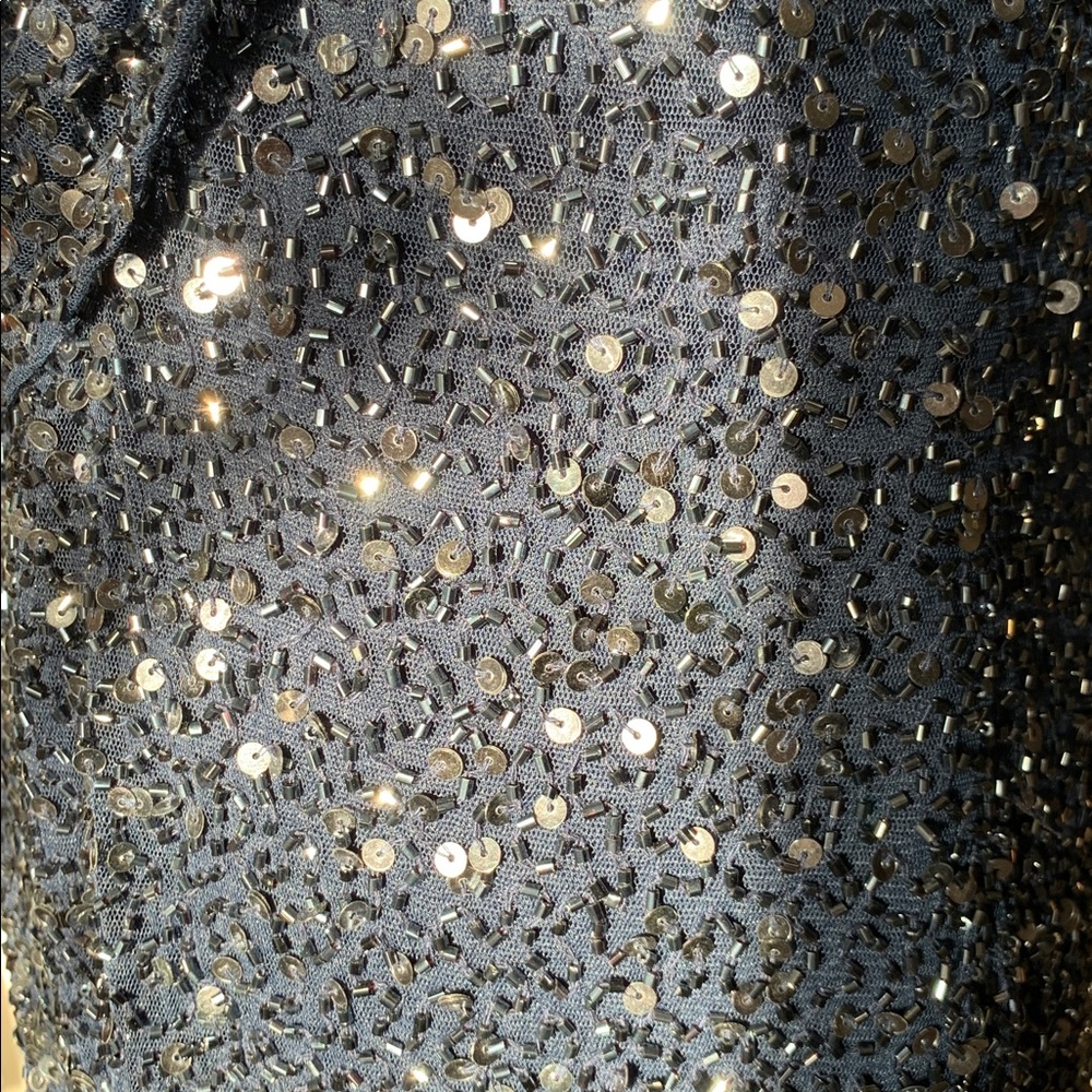 Pizarro Nights Elegant Dark Blue Sequin Dress Size 14 - Picture 7 of 17